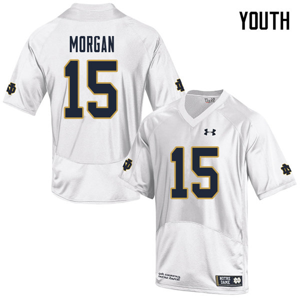 Youth NCAA Notre Dame Fighting Irish #15 D.J. Morgan Stitched College Under Armour Authentic White Football Jersey WF10W74KU